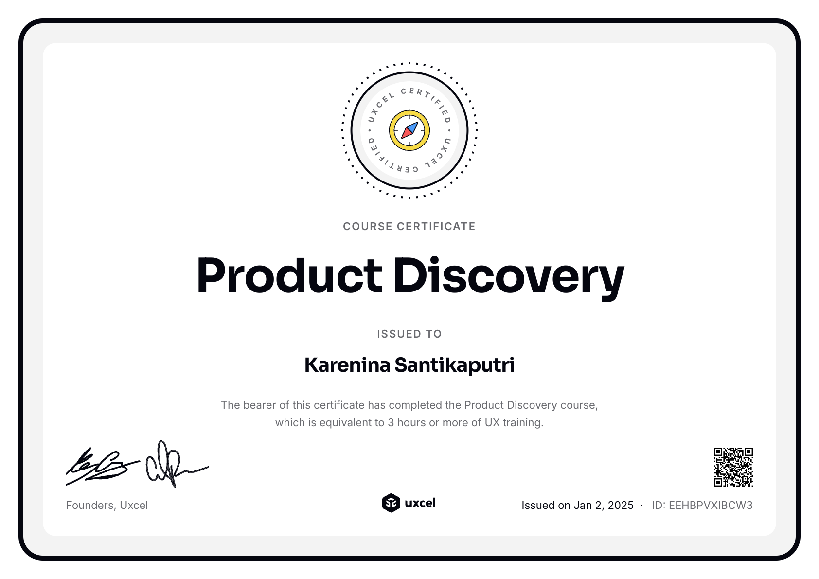 Karenina Santikaputri's certificate